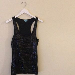 ☀️Black sequin racerback tank L